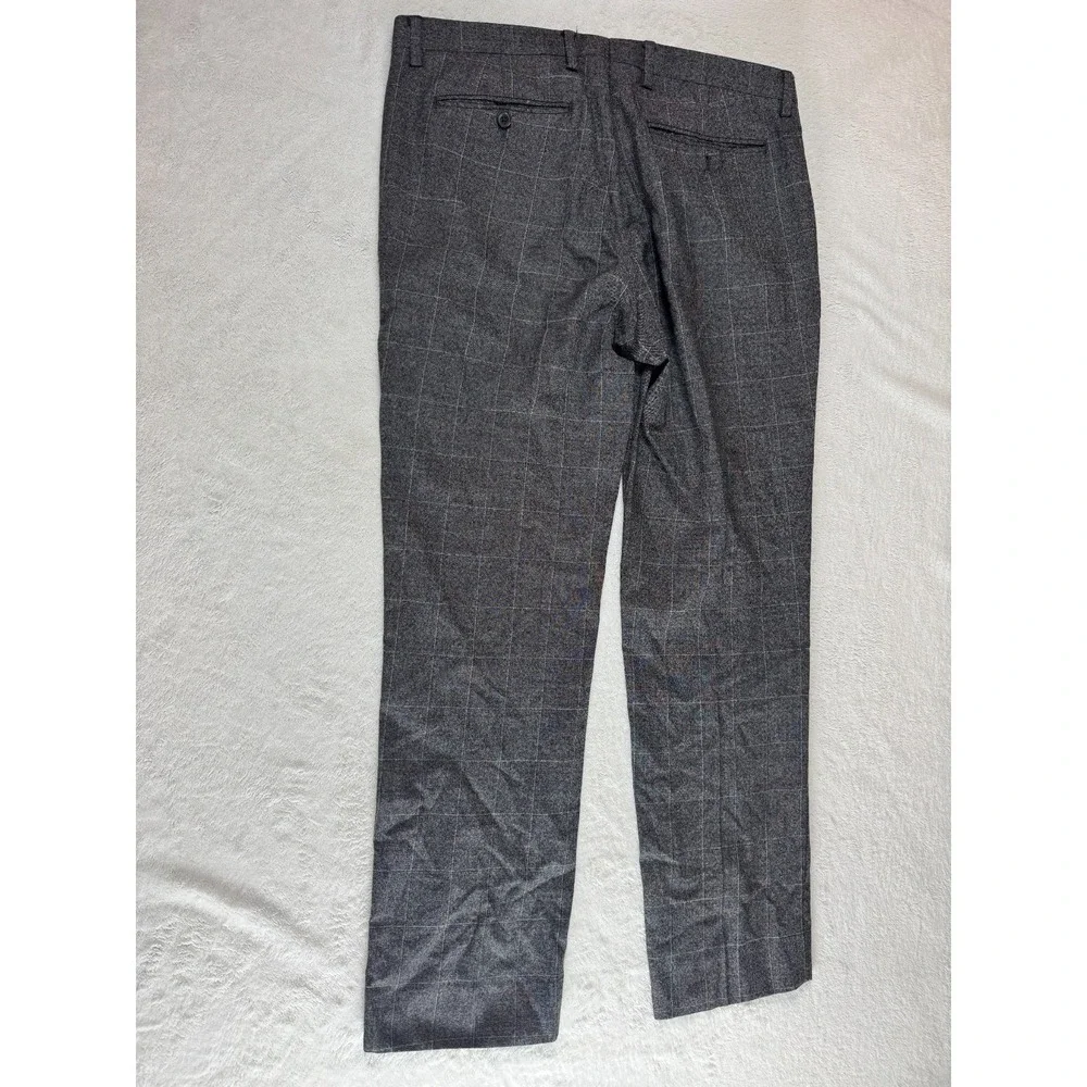 Banana Republic Wool Dress Pants Mens 33x32 Gray Check Slim Fit Workwear